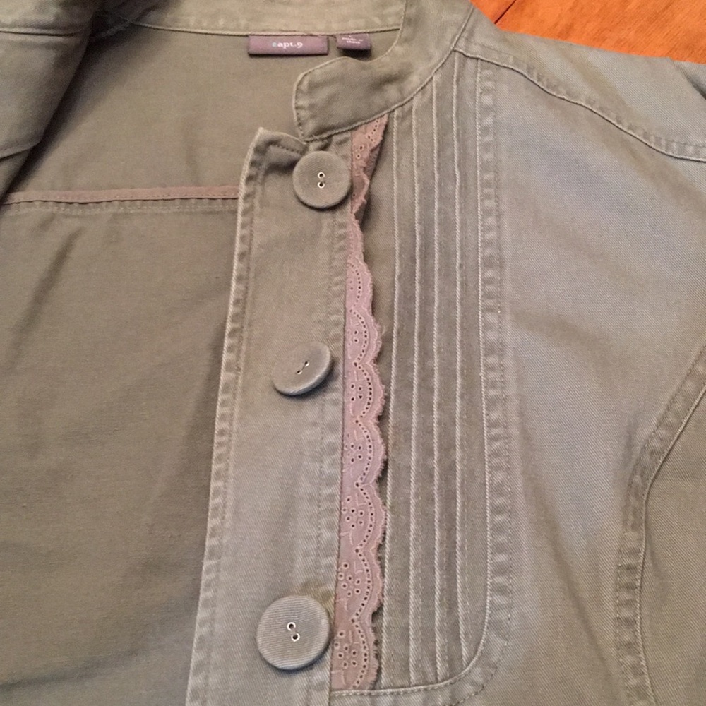 Apt 9 olive green soft denim Jacket - Picture 2 of 7